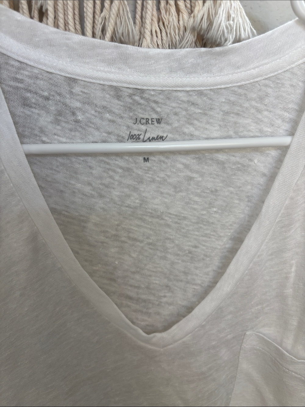 J. Crew White 100% linen V-Neck slubTank - Picture 3 of 6